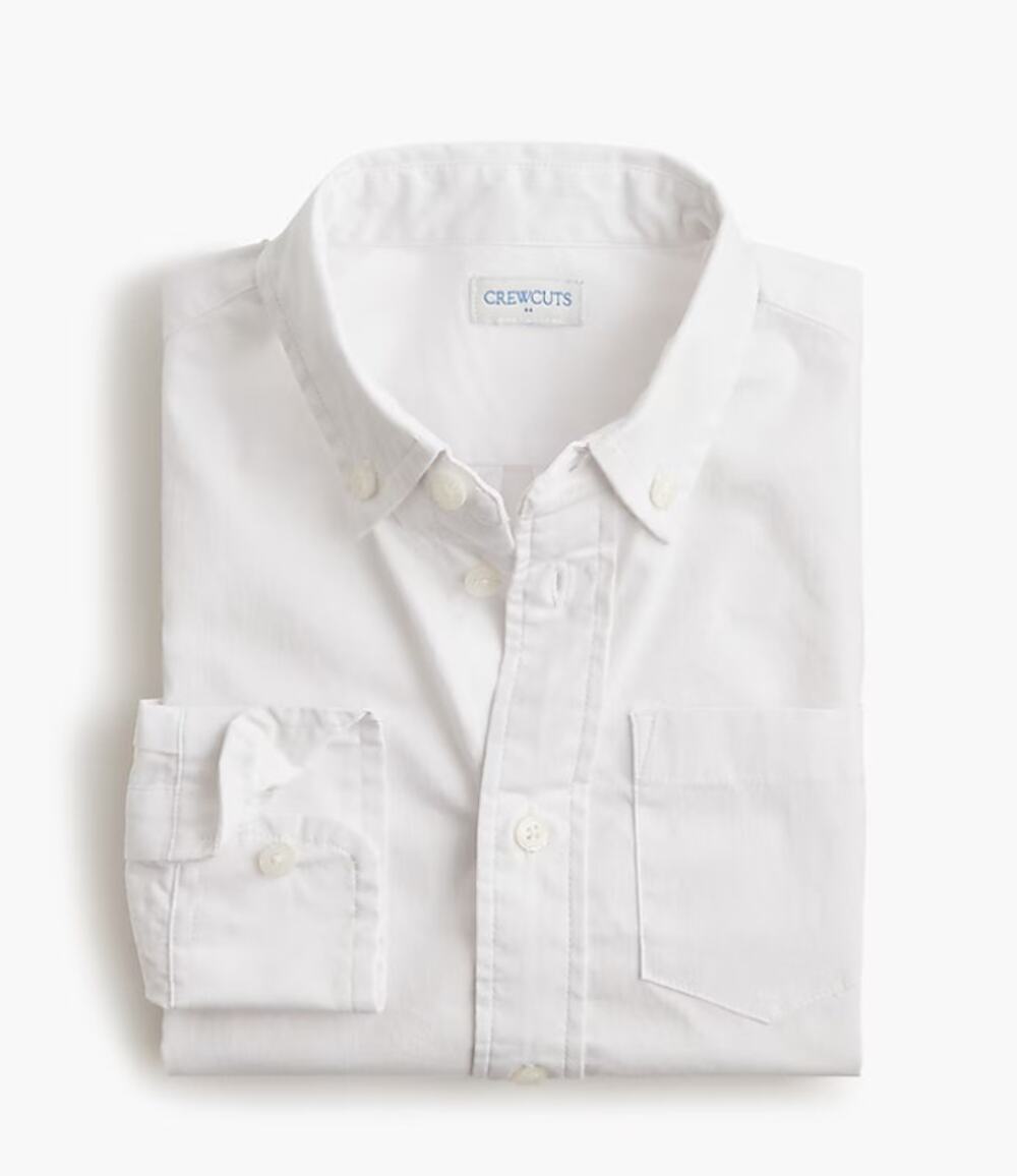 Crewcuts by J.Crew Long-Sleeve Flex Washed Shirt Boys Size 12 White Button Up